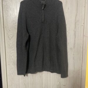 Tommy Bahama Sweater Mens‎ Large Blue Gray Reversible 1/4 Zip Cotton Casual FLAW